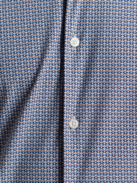 Camisa de hombre TECNO micro geometry azul, marfil y blanco 2