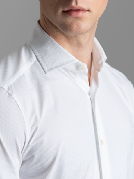 Camisa de hombre TECNO de tejido acorazado blanco