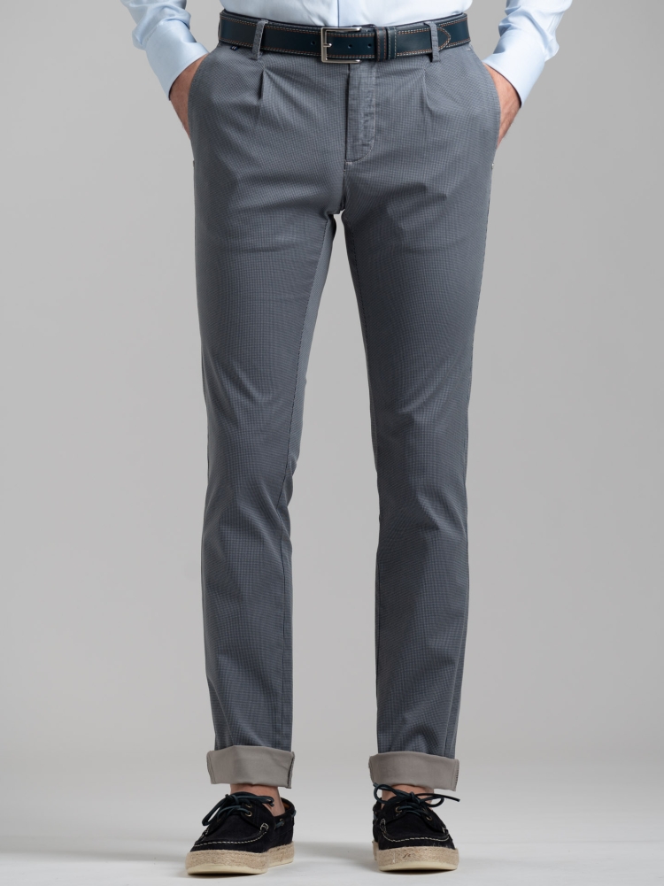 Pantalón chino de hombre de algodón elástico con microestampado