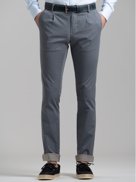 Pantalón chino de hombre de algodón elástico con microestampado