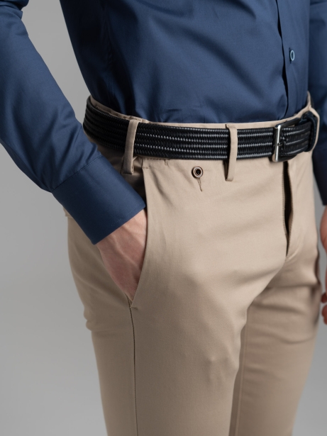 Pantalón chino de hombre de tricotina elástica teñida por piezas 2