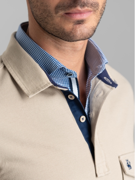 Polo de hombre de manga larga con bolsillo