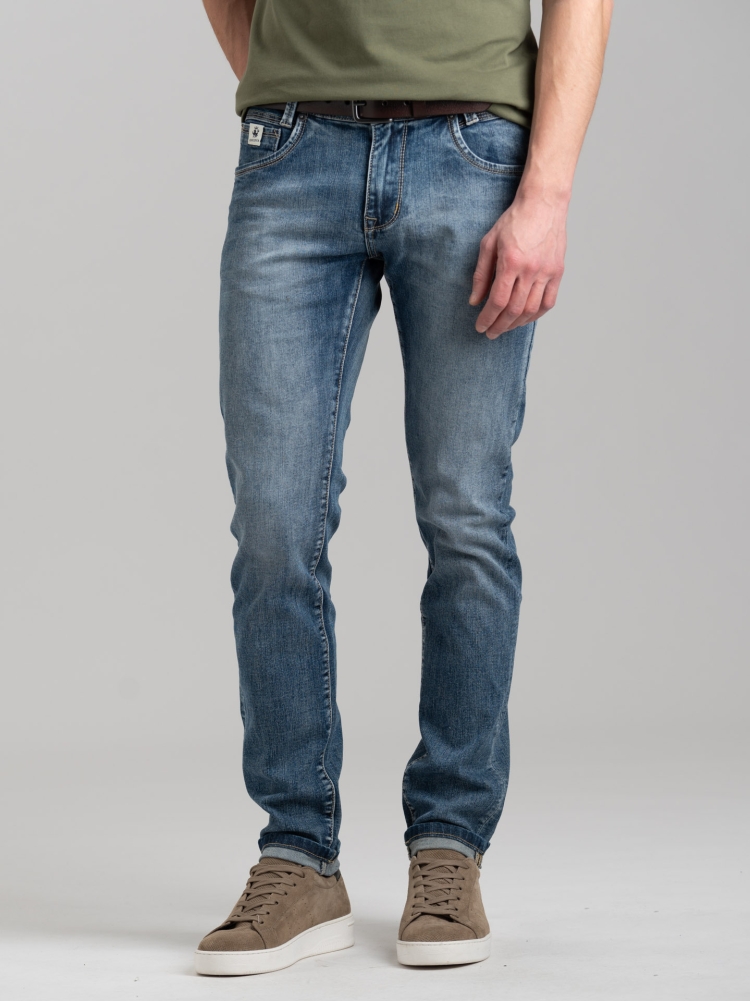 Jeans uomo cinque tasche lavaggio medio chiaro