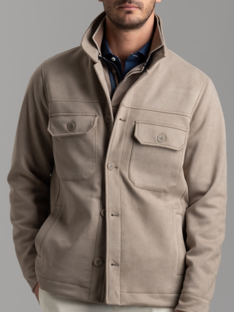 Chaqueta de ante para hombre con cuatro bolsillos