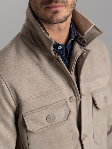 Chaqueta de ante para hombre con cuatro bolsillos