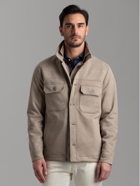 Chaqueta de ante para hombre con cuatro bolsillos
