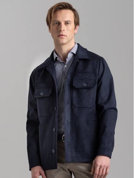 Chaqueta de ante para hombre con cuatro bolsillos