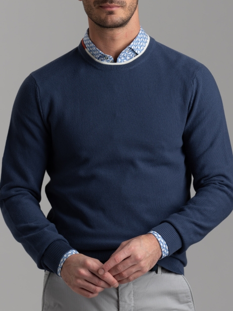 Jersey de doble cuello para hombre en algodón grano de arroz 2