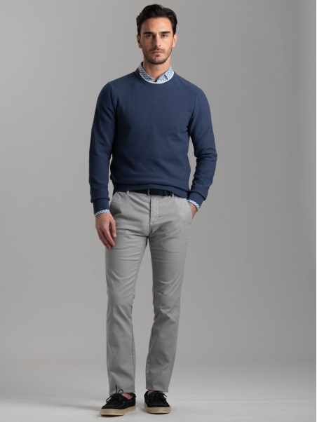 Jersey de doble cuello para hombre en algodón grano de arroz