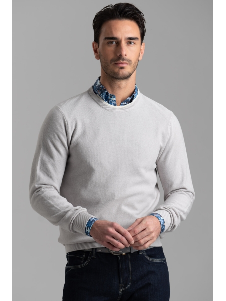 Jersey de doble cuello para hombre en algodón grano de arroz