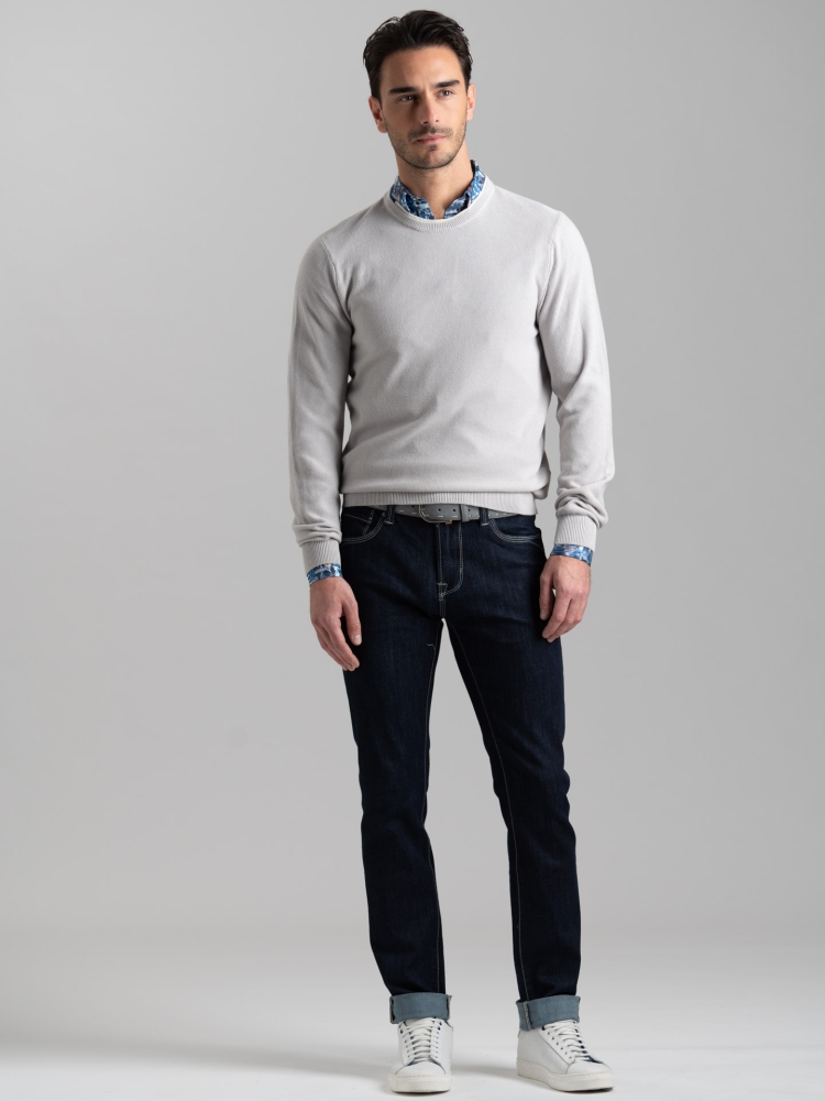 Jersey de doble cuello para hombre en algodón grano de arroz