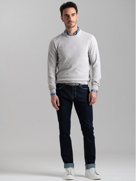 Jersey de doble cuello para hombre en algodón grano de arroz