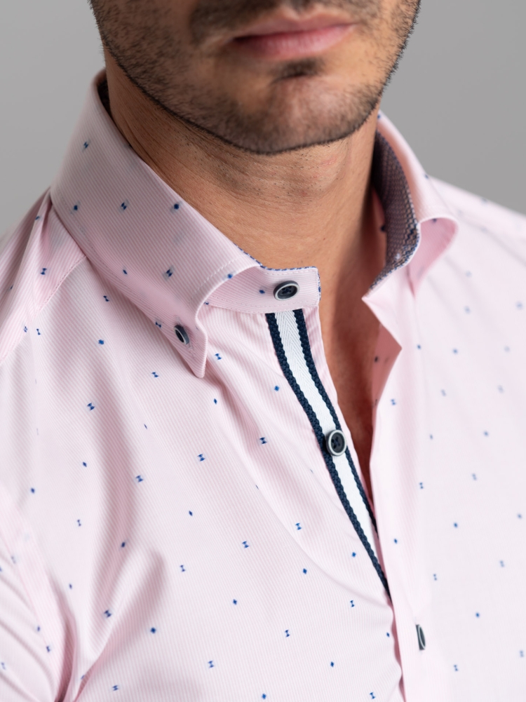 Camicia uomo millerighe rosa con collo button down