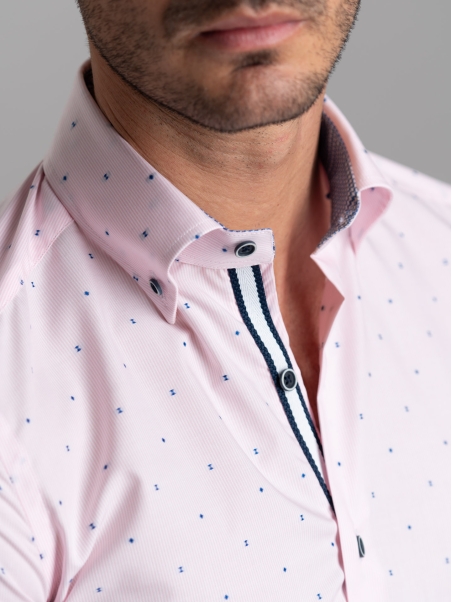 Camicia uomo millerighe rosa con collo button down