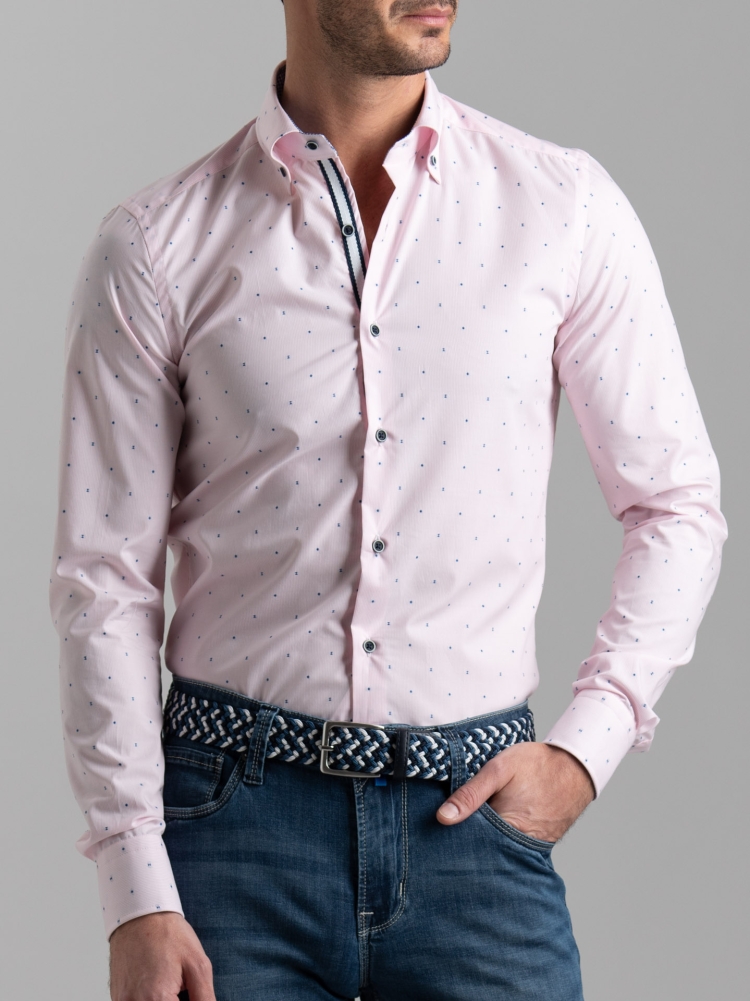 Camicia uomo millerighe rosa con collo button down