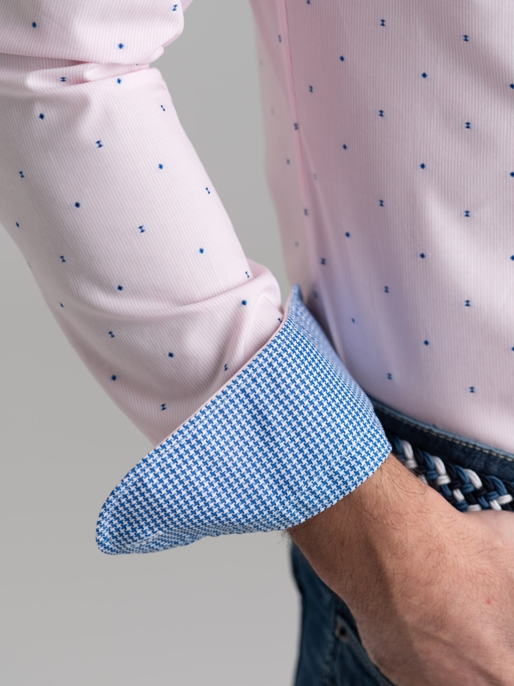 Camicia uomo millerighe rosa con collo button down