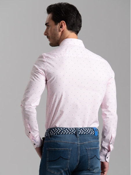 Camicia uomo millerighe rosa con collo button down