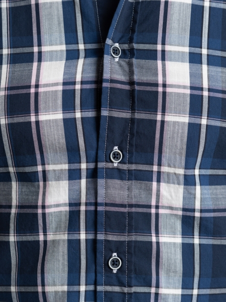 Camisa madrás en mezcla de lino con cuello semifrancés 2