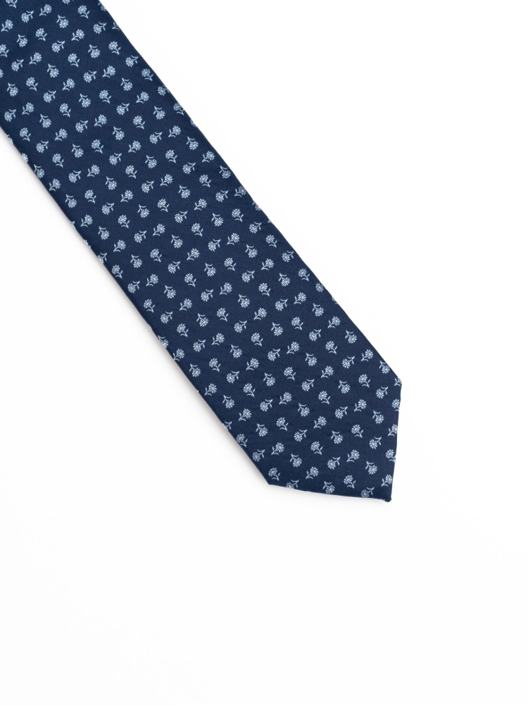 Corbata de seda con flor de efecto micro satinado