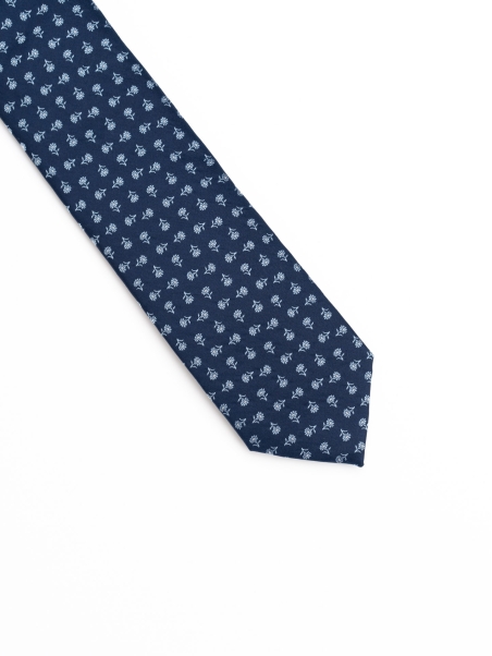 Corbata de seda con flor de efecto micro satinado