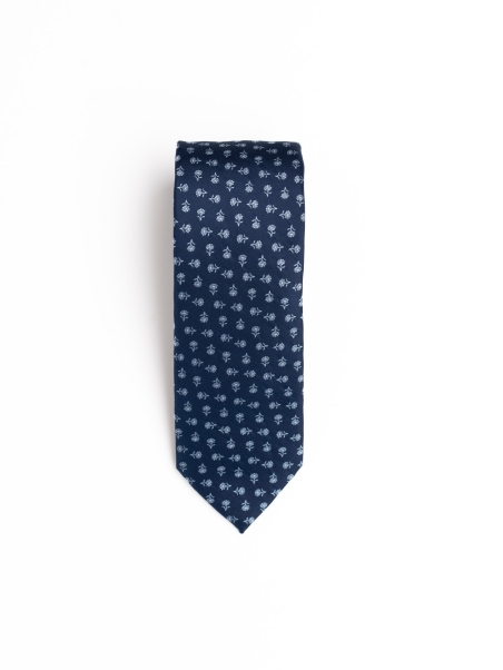 Corbata de seda con flor de efecto micro satinado