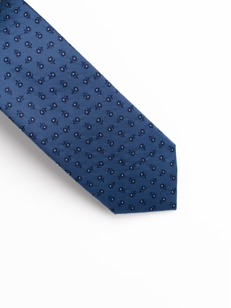 Corbata de seda con flor de efecto micro satinado