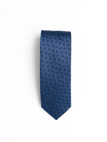 Corbata de seda con flor de efecto micro satinado