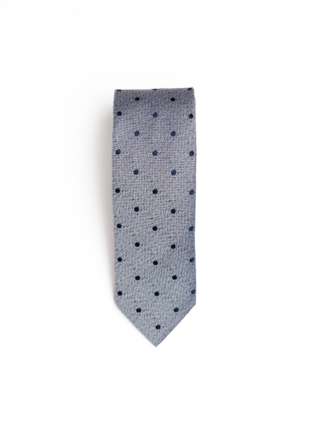 Corbata de seda con lunares sobre fondo melange