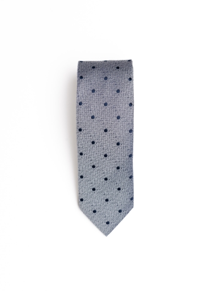 Corbata de seda con lunares sobre fondo melange