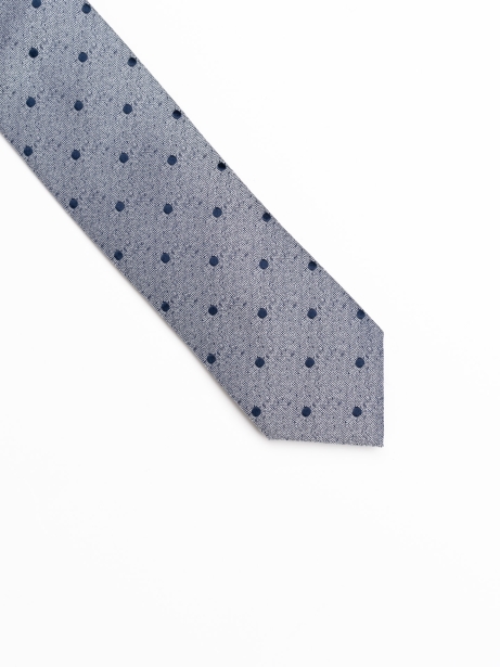 Corbata de seda con lunares sobre fondo melange 2