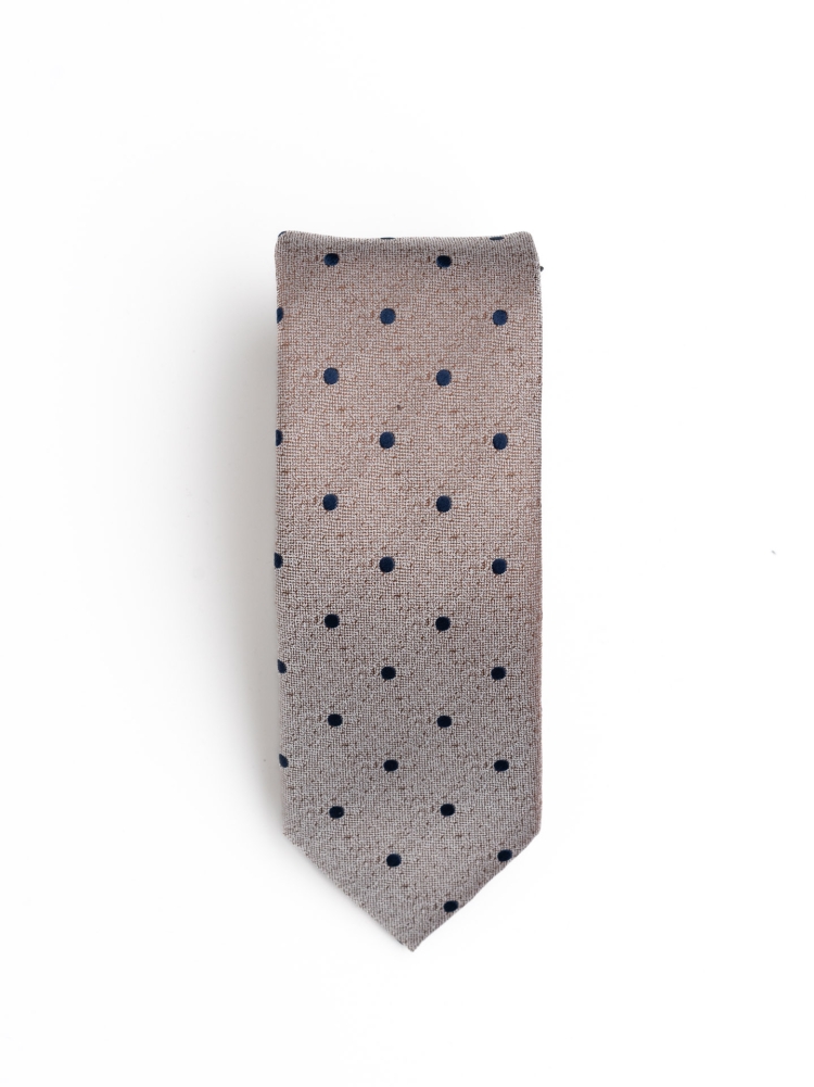 Corbata de seda con lunares sobre fondo melange