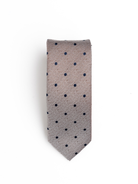 Corbata de seda con lunares sobre fondo melange