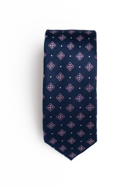 Corbata de seda con estampado floral rosa