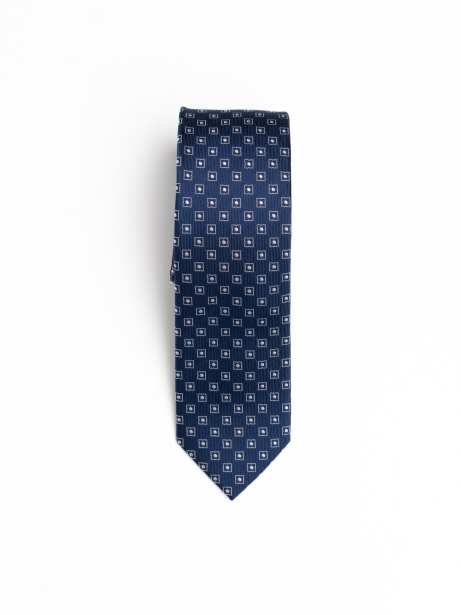 Corbata de sarga de seda con estampado de rombos
