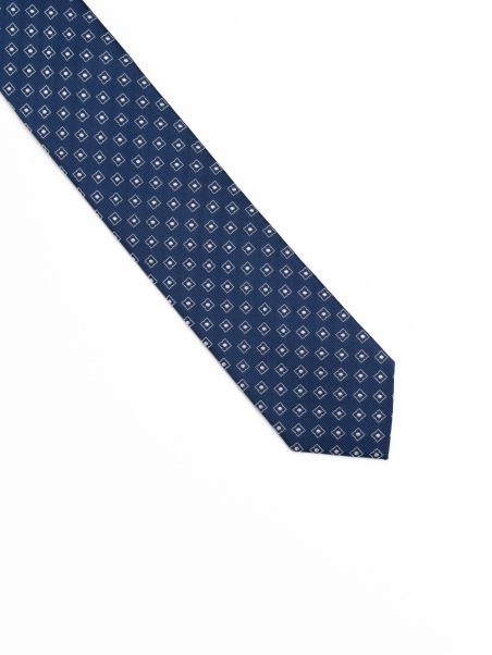 Corbata de sarga de seda con estampado de rombos