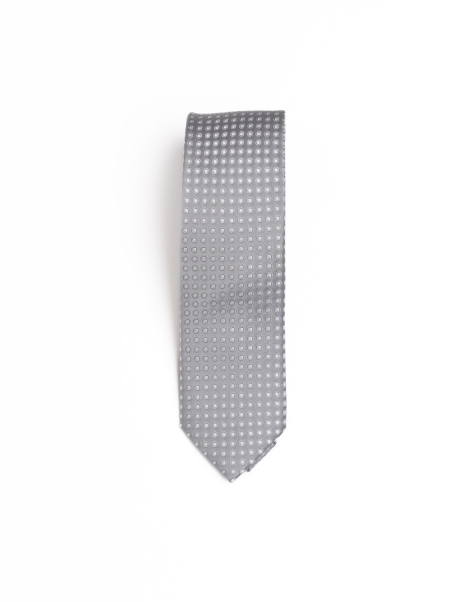 Corbata de seda tejida con estampado de lunares grises