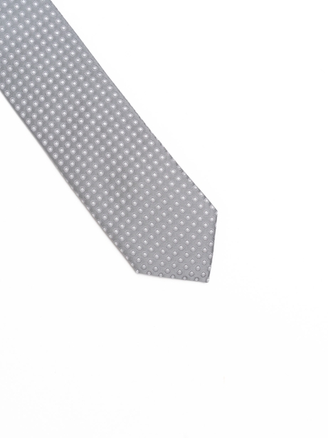 Corbata de seda tejida con estampado de lunares grises 2