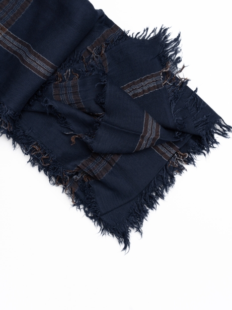 Bufanda de hombre de viscosa ligera con diseño de madrás azul