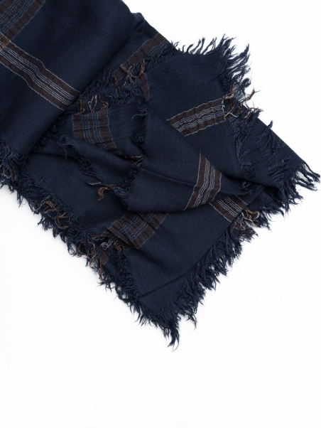 Bufanda de hombre de viscosa ligera con diseño de madrás azul