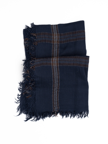 Bufanda de hombre de viscosa ligera con diseño de madrás azul 2