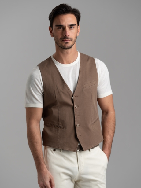 Gilet uomo in cotone stretch tinto capo