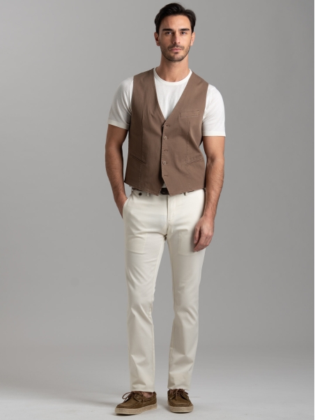 Gilet uomo in cotone stretch tinto capo