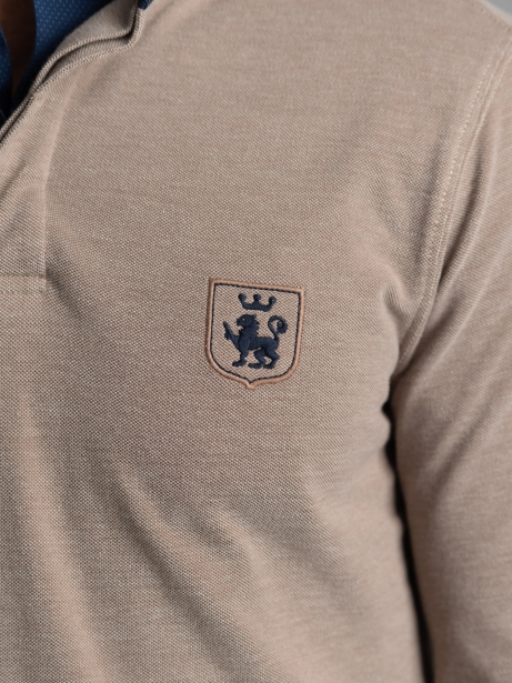 Polo de manga larga para hombre con cuello a rayas 2