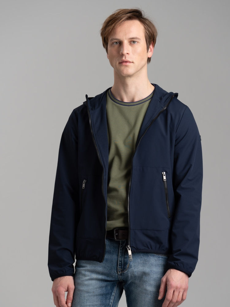Chaqueta TECNO de hombre con cremallera completa, forro de punto y capucha