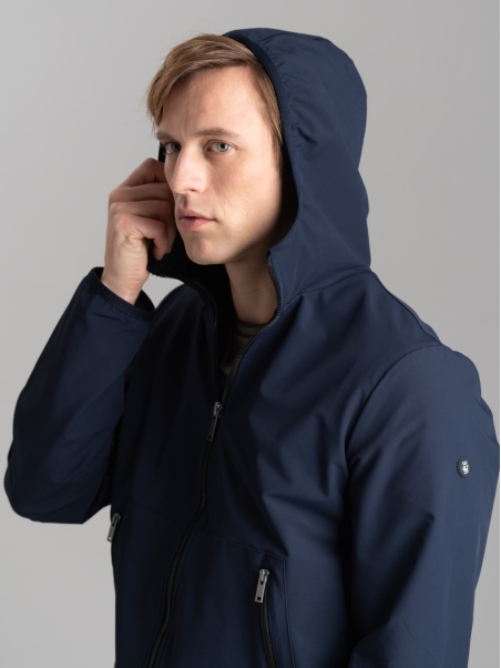 Chaqueta TECNO de hombre con cremallera completa, forro de punto y capucha