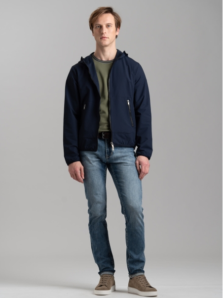 Chaqueta TECNO de hombre con cremallera completa, forro de punto y capucha