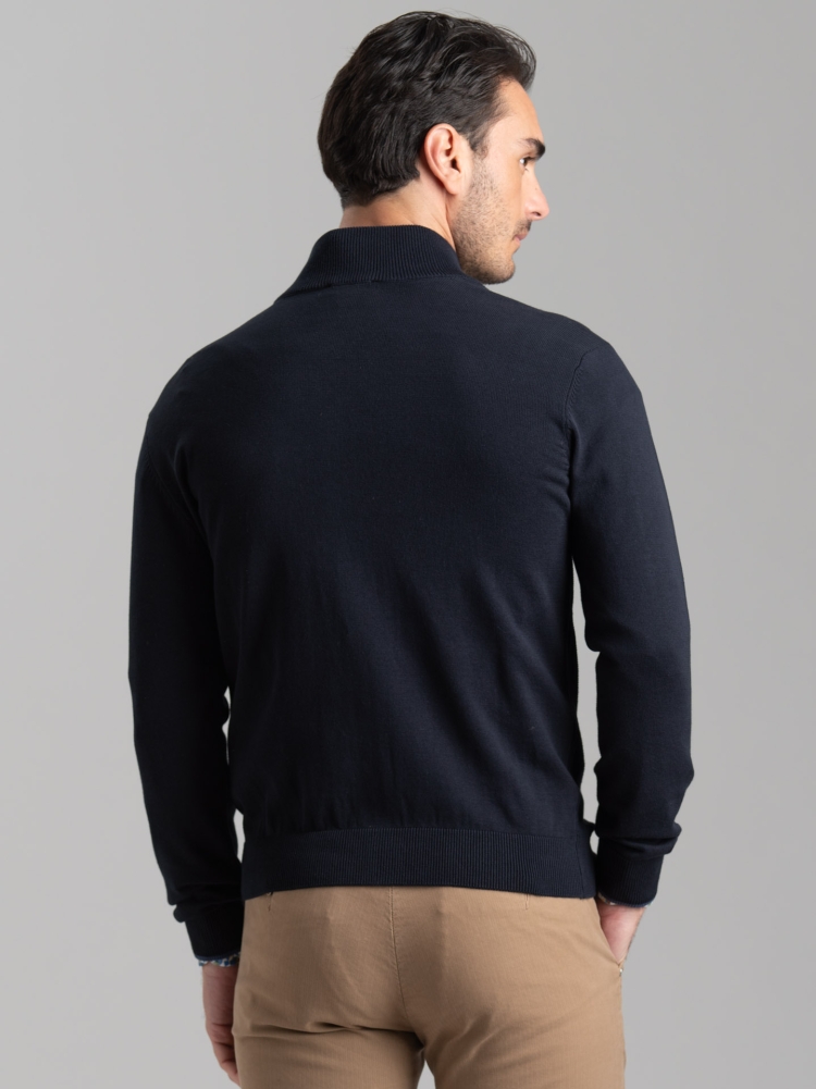 Maglia uomo full zip con lavorazione chicco di riso e tasche