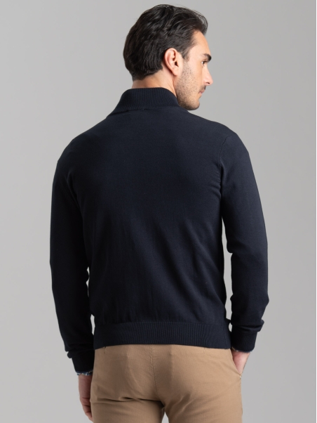 Jersey de hombre con cremallera completa, granos de arroz y bolsillos