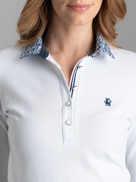 Polo de mujer de manga tres cuartos con inserciones estampadas 2