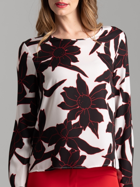 Camisa de mujer de manga larga con estampado de macroflores